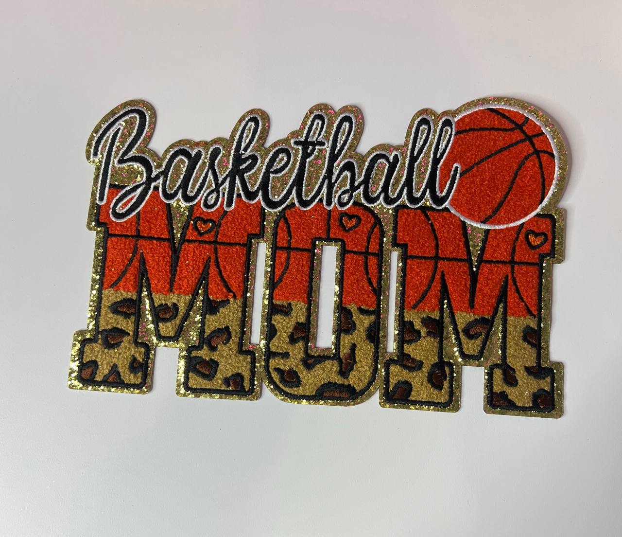 Sequins Lepard Print Basketball Mom Shirt Patch