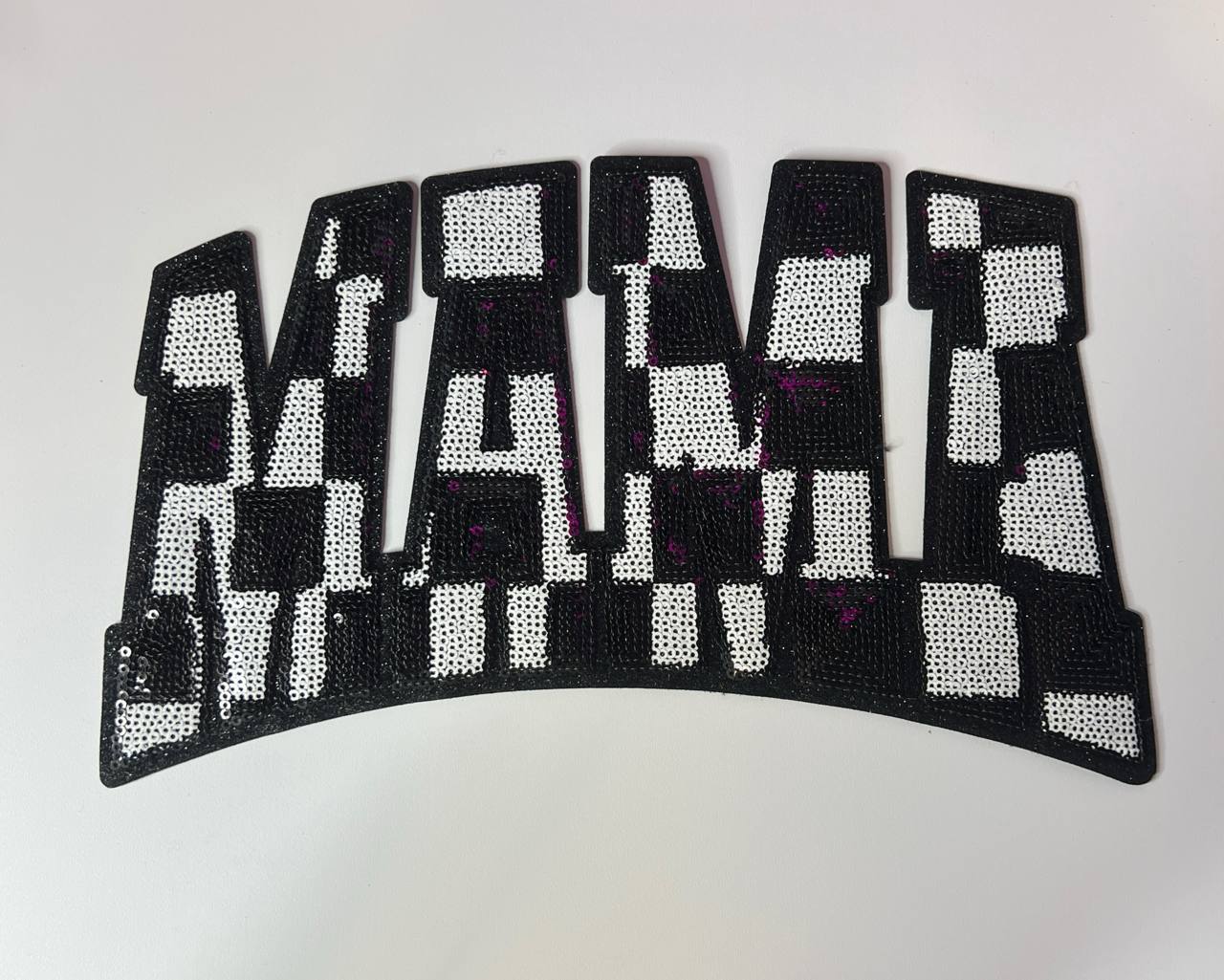 Black and White Checkered Mama Shirt Patch
