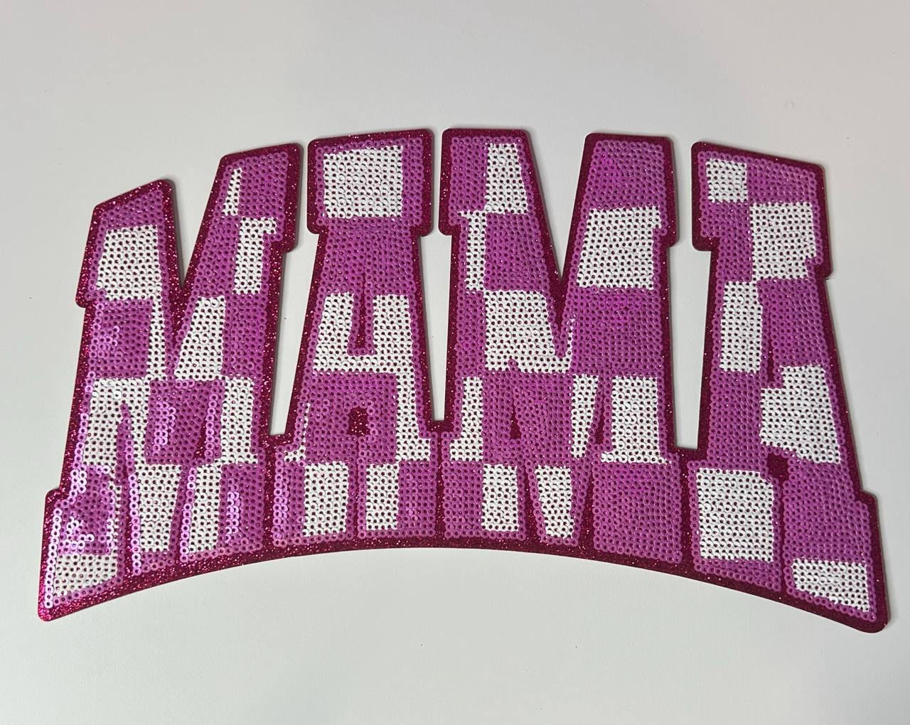 Dark Pink Checkered Mama Shirt Patch