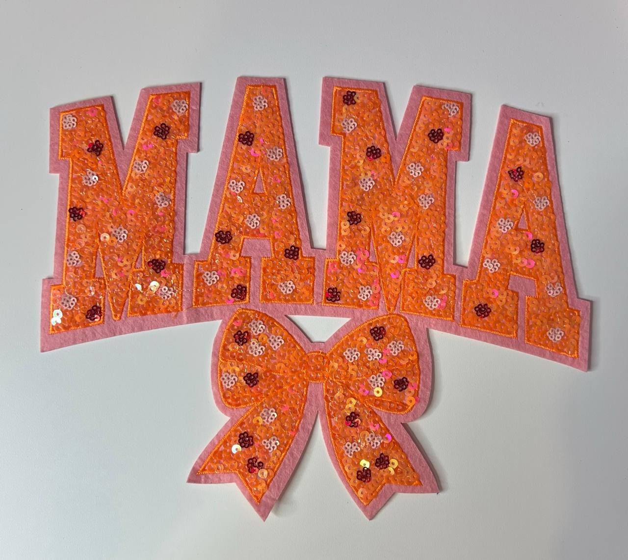 Orange Spotted Mama Shirt Patch with Bow