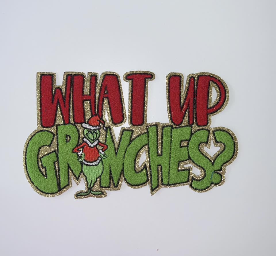 What Up Holiday Green Guy Iron-On Patch – Funny Christmas Appliqué for Shirts & Jackets