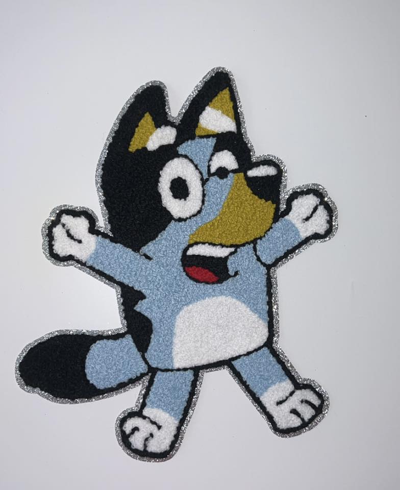 Playful Blue Puppy Iron-On Patch – Cartoon Dog Appliqué for Shirts, Jackets & Bags