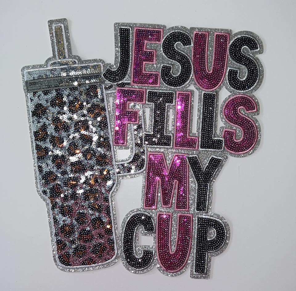 “Jesus Fills My Cup” Leopard Tumbler Patch