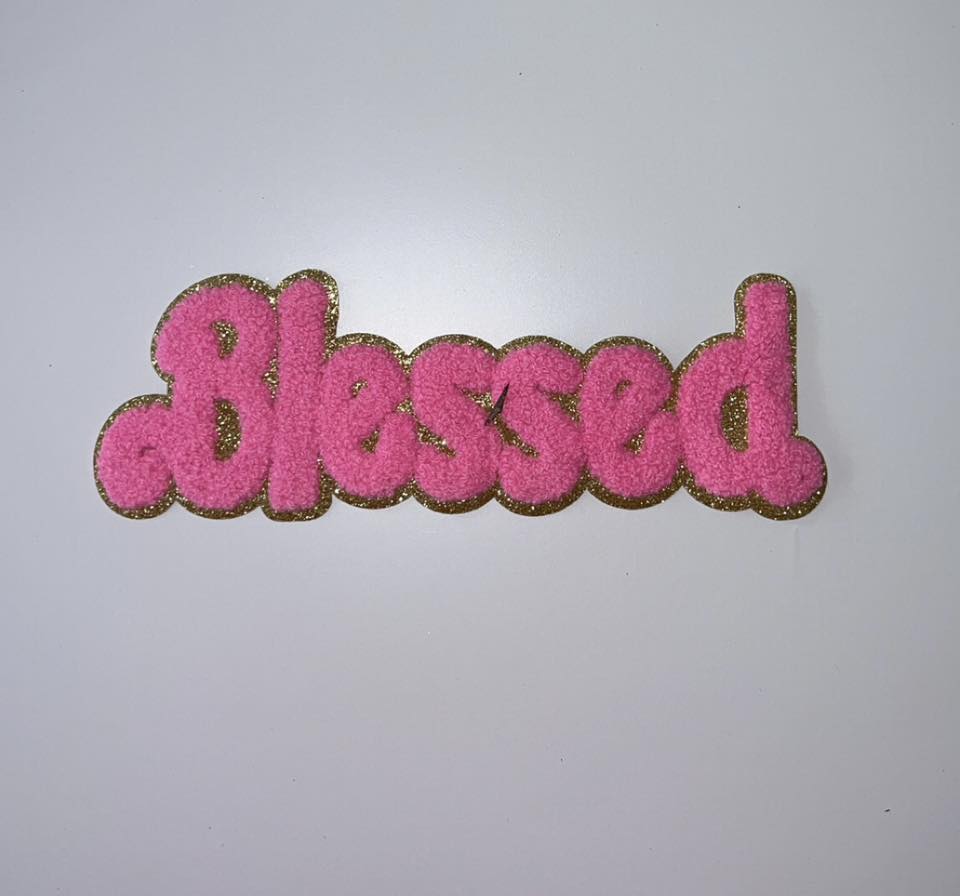 Blessed Chenille Word Patch | Sparkle Script Applique | Faith-Inspired Boutique Patch (Copy)
