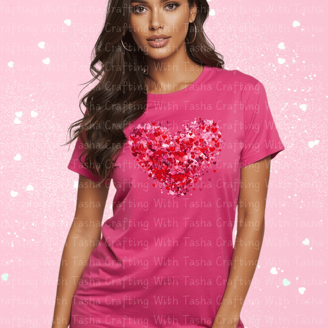 Watercolor Heart Valentine Shirt – Pink & Red Heart Graphic Apparel
