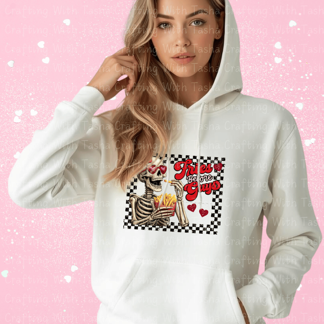 Fries Before Guys Valentine Shirt – Skeleton Graphic Apparel (Variation 1)