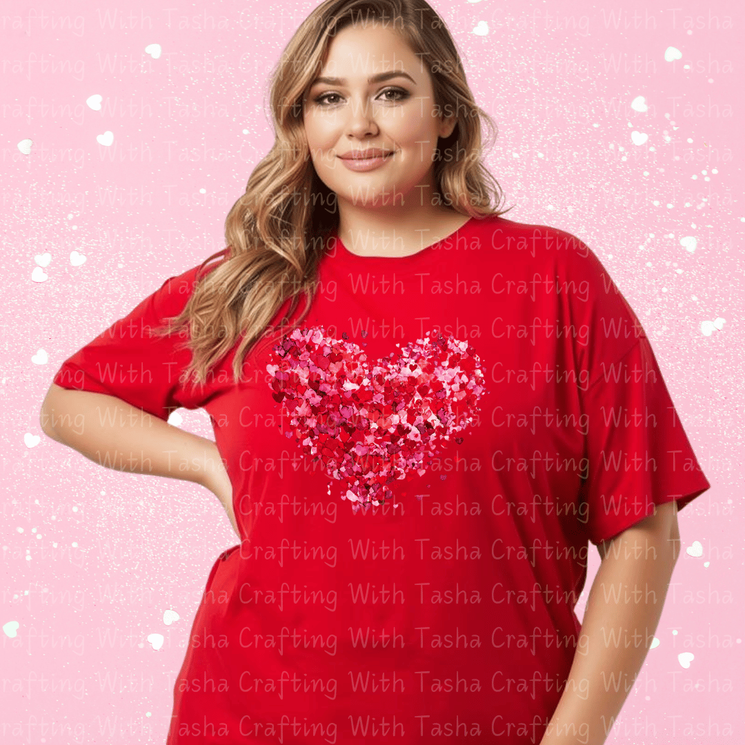 Watercolor Heart Valentine Shirt – Pink & Red Heart Graphic Apparel