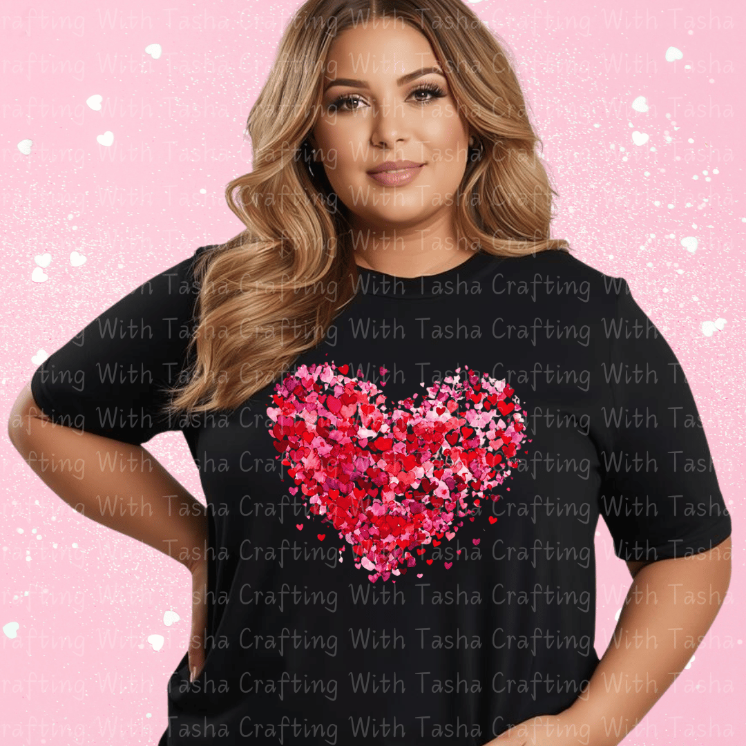 Watercolor Heart Valentine Shirt – Pink & Red Heart Graphic Apparel