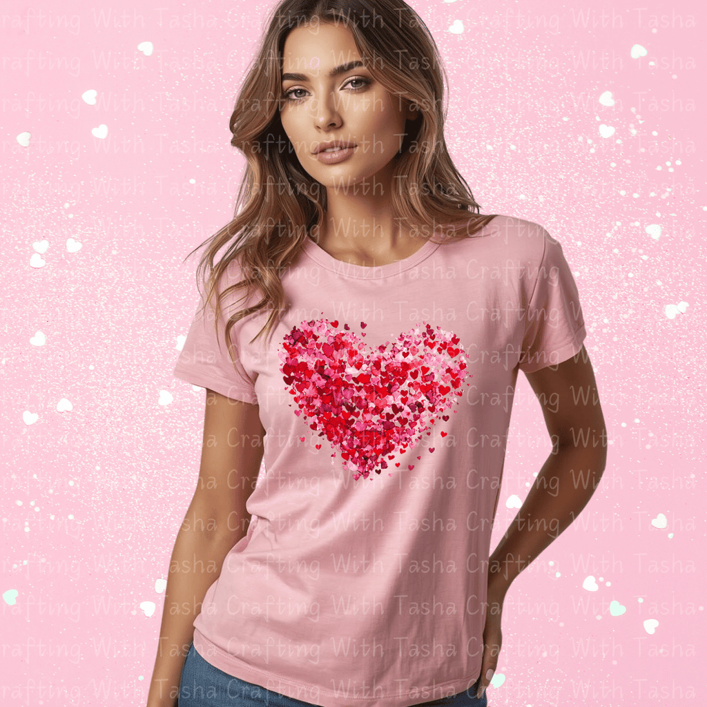 Watercolor Heart Valentine Shirt – Pink & Red Heart Graphic Apparel