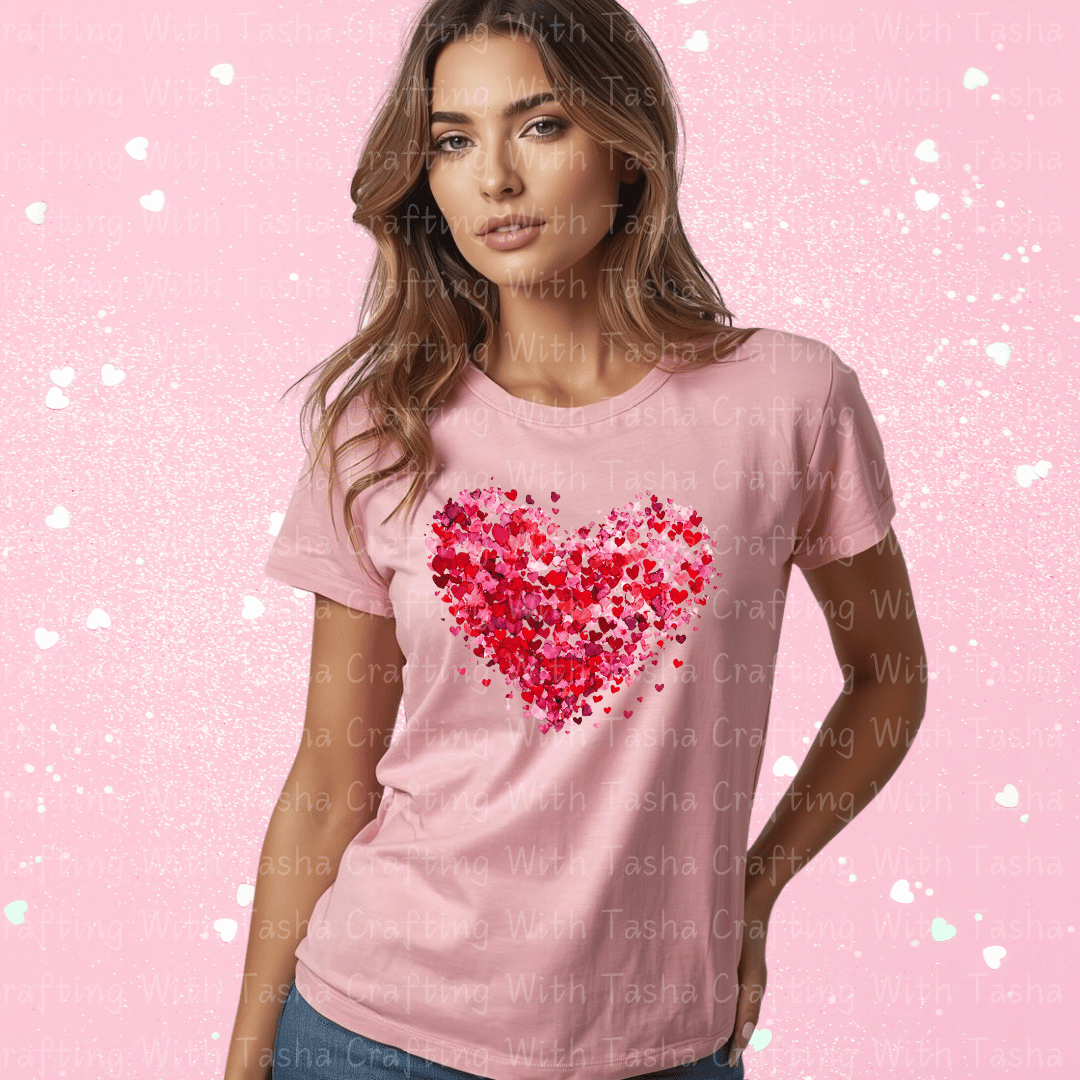 Watercolor Heart Valentine Shirt – Pink & Red Heart Graphic Apparel