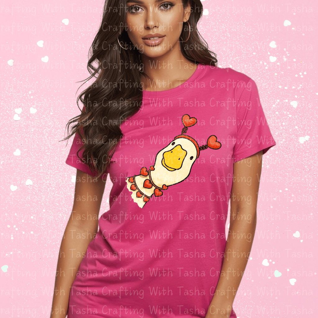 Cute Valentine Duck Shirt – Sweet Duck with Hearts Graphic Apparel