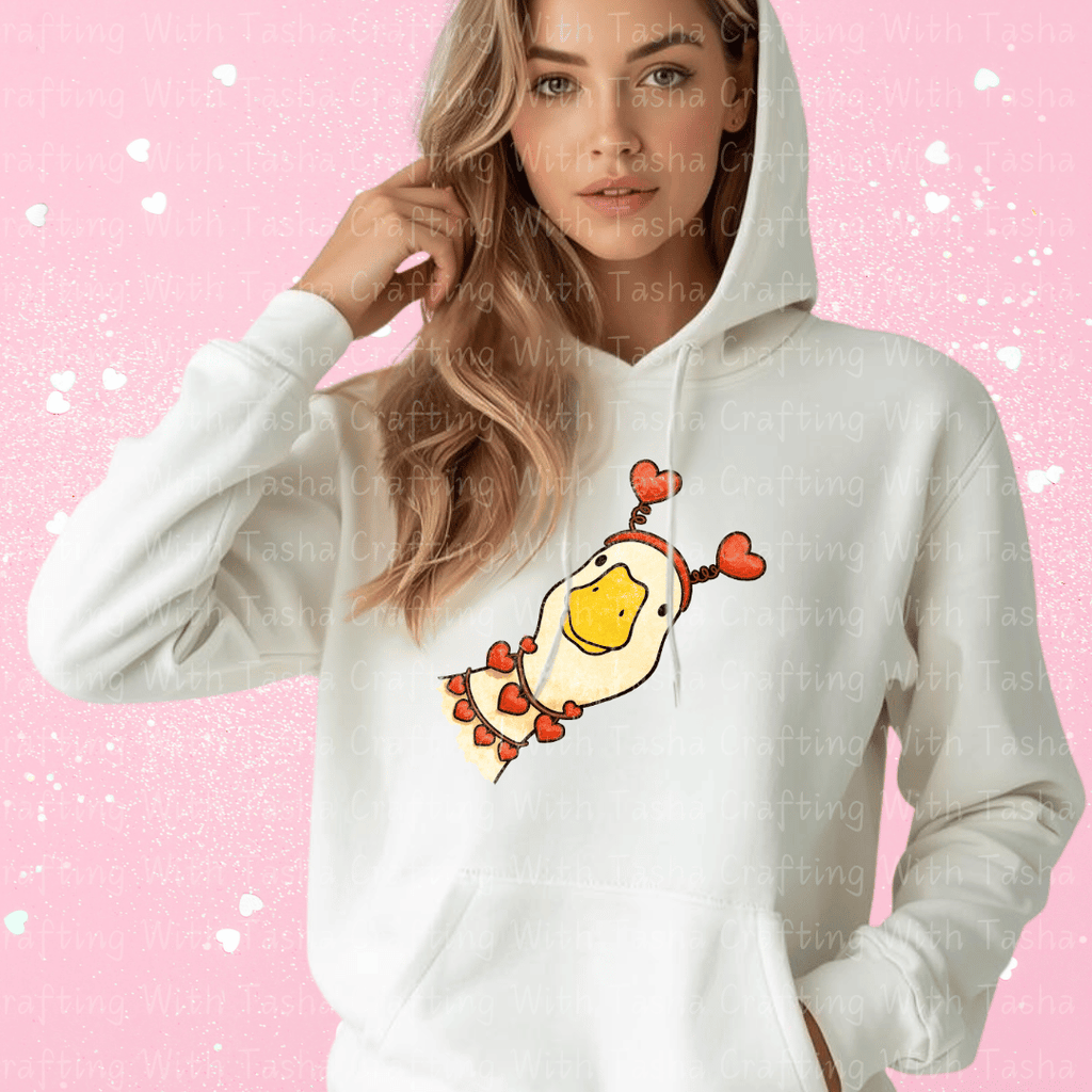 Cute Valentine Duck Shirt – Sweet Duck with Hearts Graphic Apparel