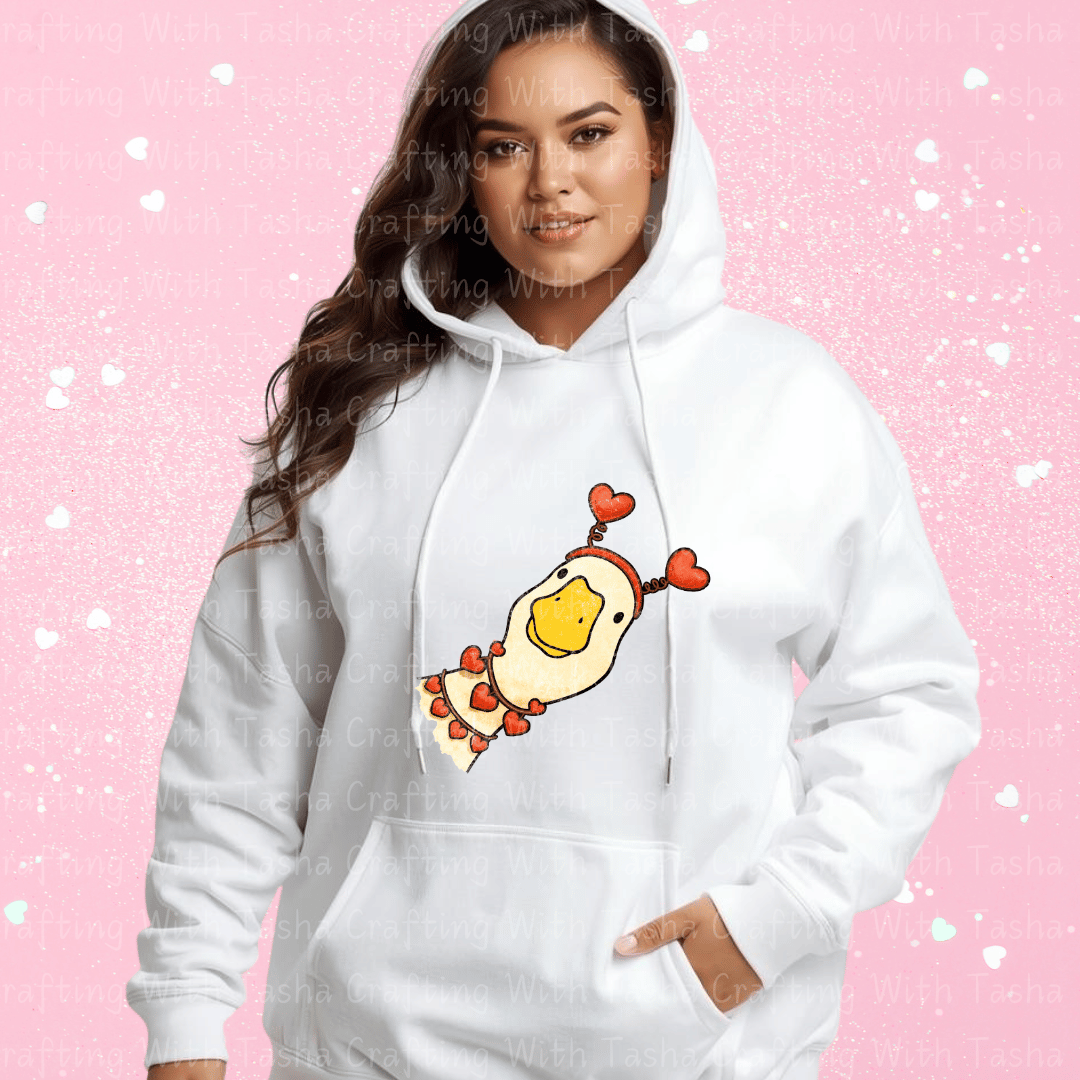 Cute Valentine Duck Shirt – Sweet Duck with Hearts Graphic Apparel
