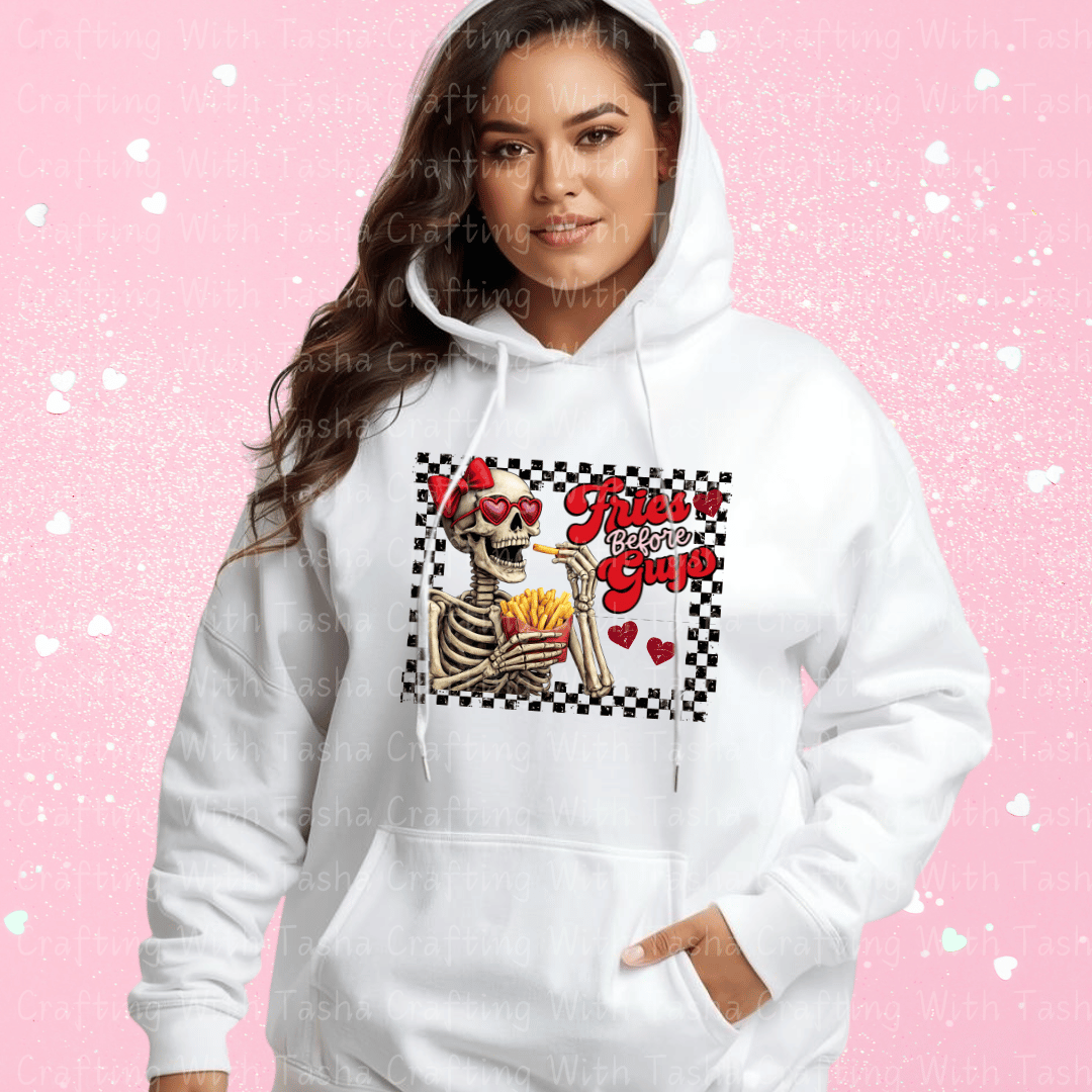 Fries Before Guys Valentine Shirt – Skeleton Graphic Apparel (Variation 1)