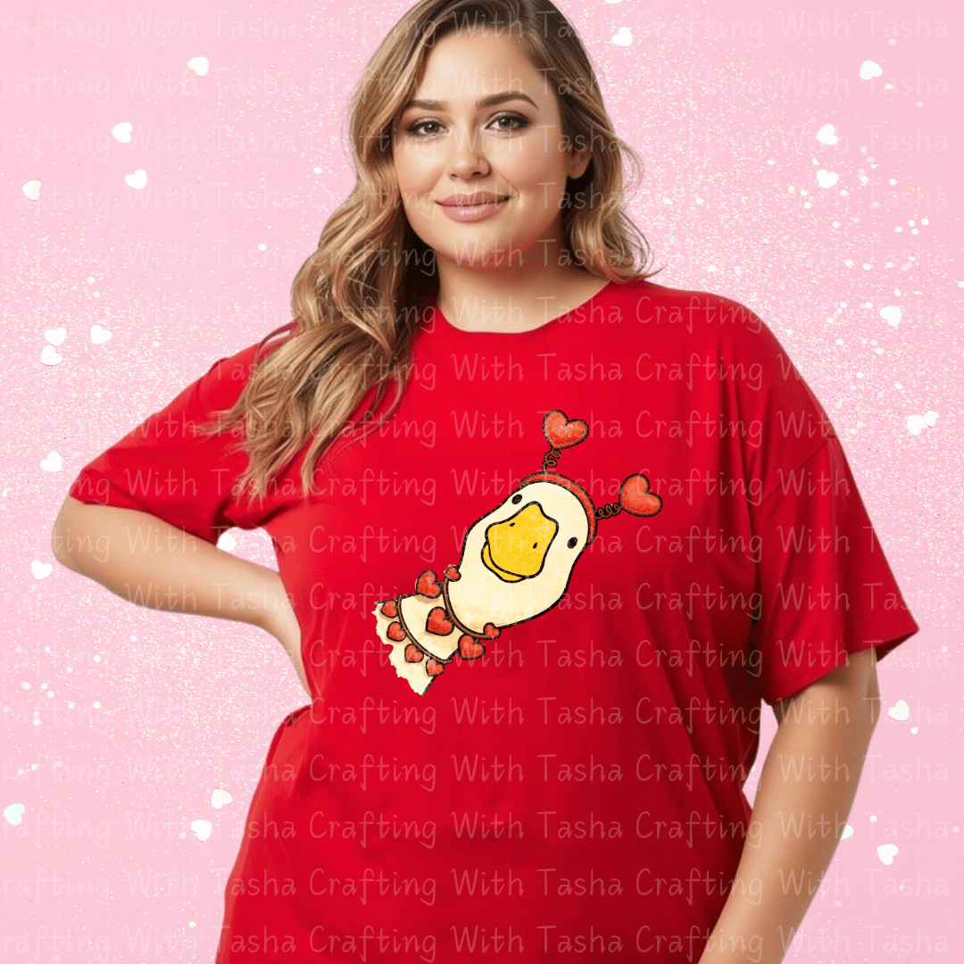 Cute Valentine Duck Shirt – Sweet Duck with Hearts Graphic Apparel
