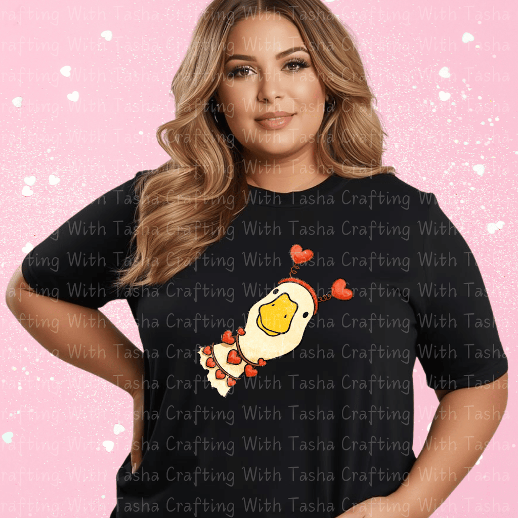 Cute Valentine Duck Shirt – Sweet Duck with Hearts Graphic Apparel