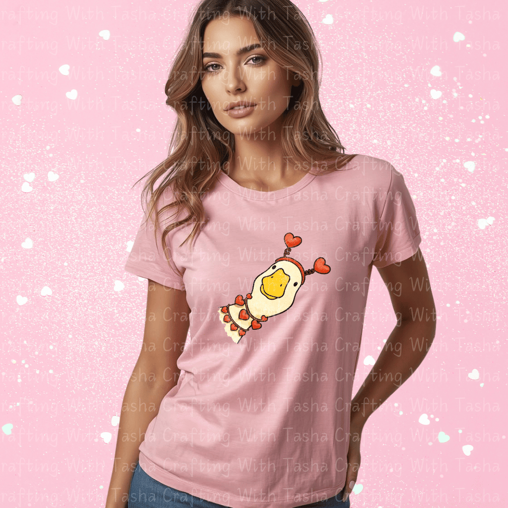 Cute Valentine Duck Shirt – Sweet Duck with Hearts Graphic Apparel