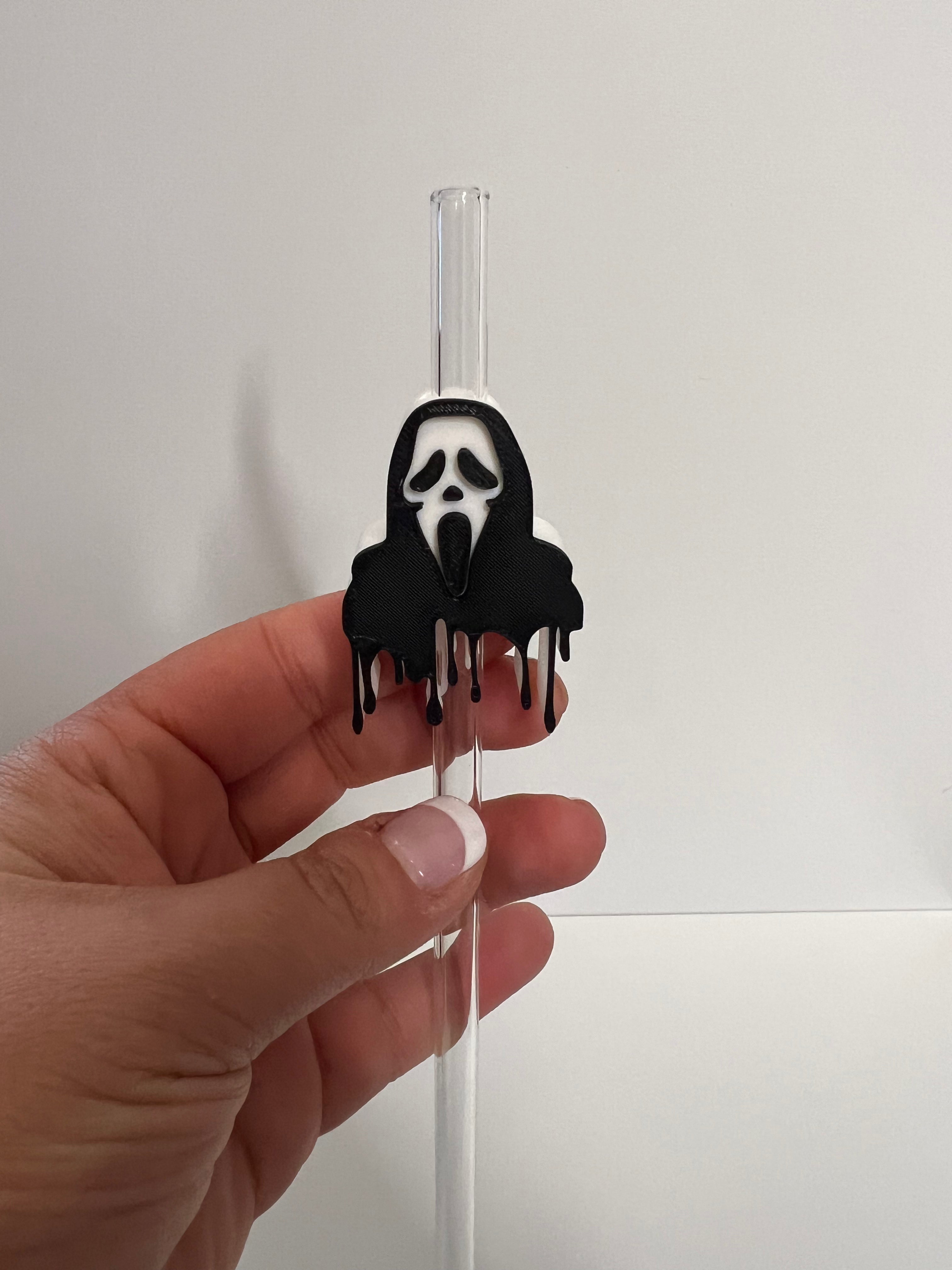 Ghost Face 10mm Straw Topper (Stanley Straw Size) Straw Not Included