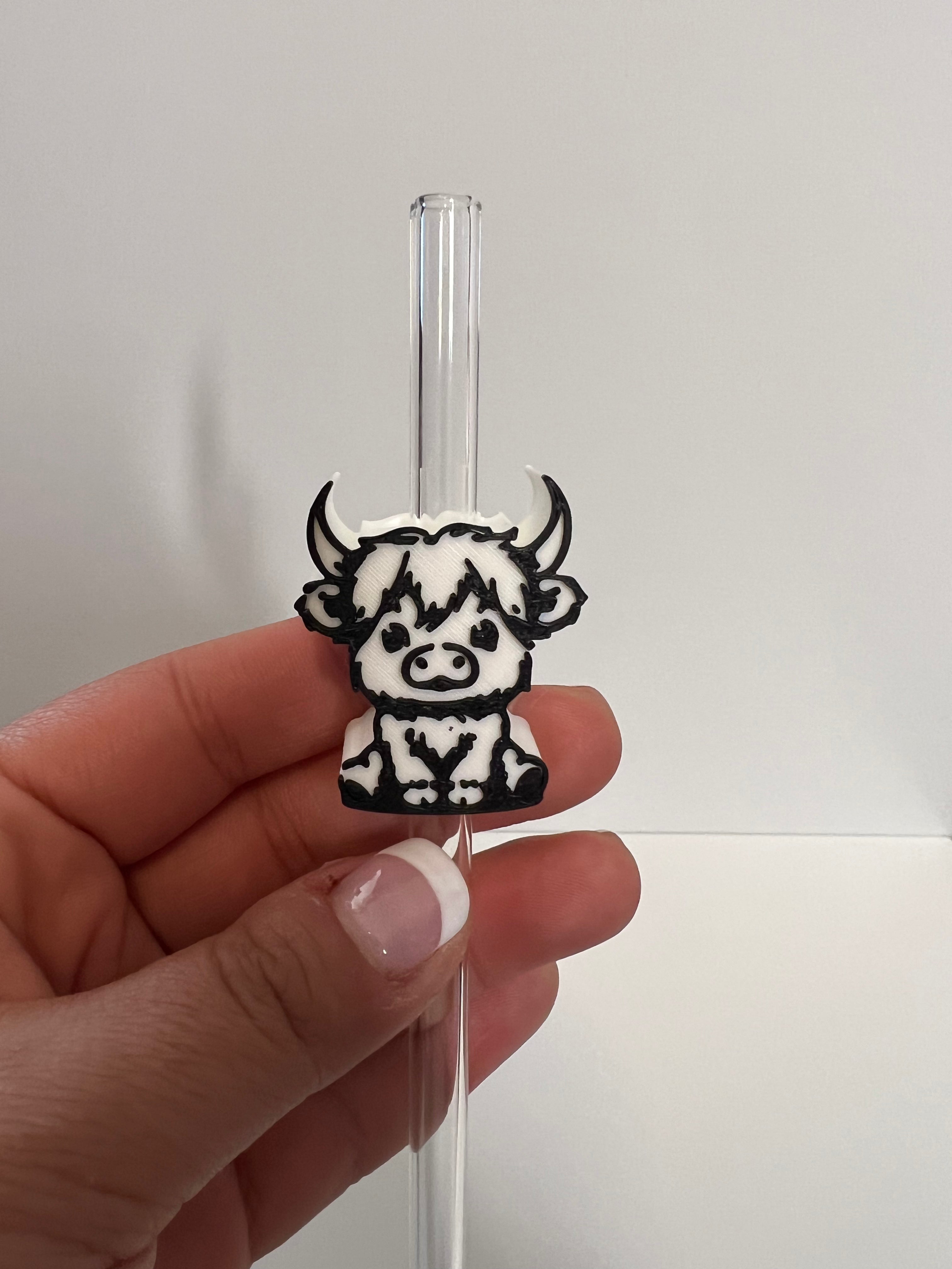Highland Cow 10mm Straw Topper (Stanley Straw Size) Straw Not Included