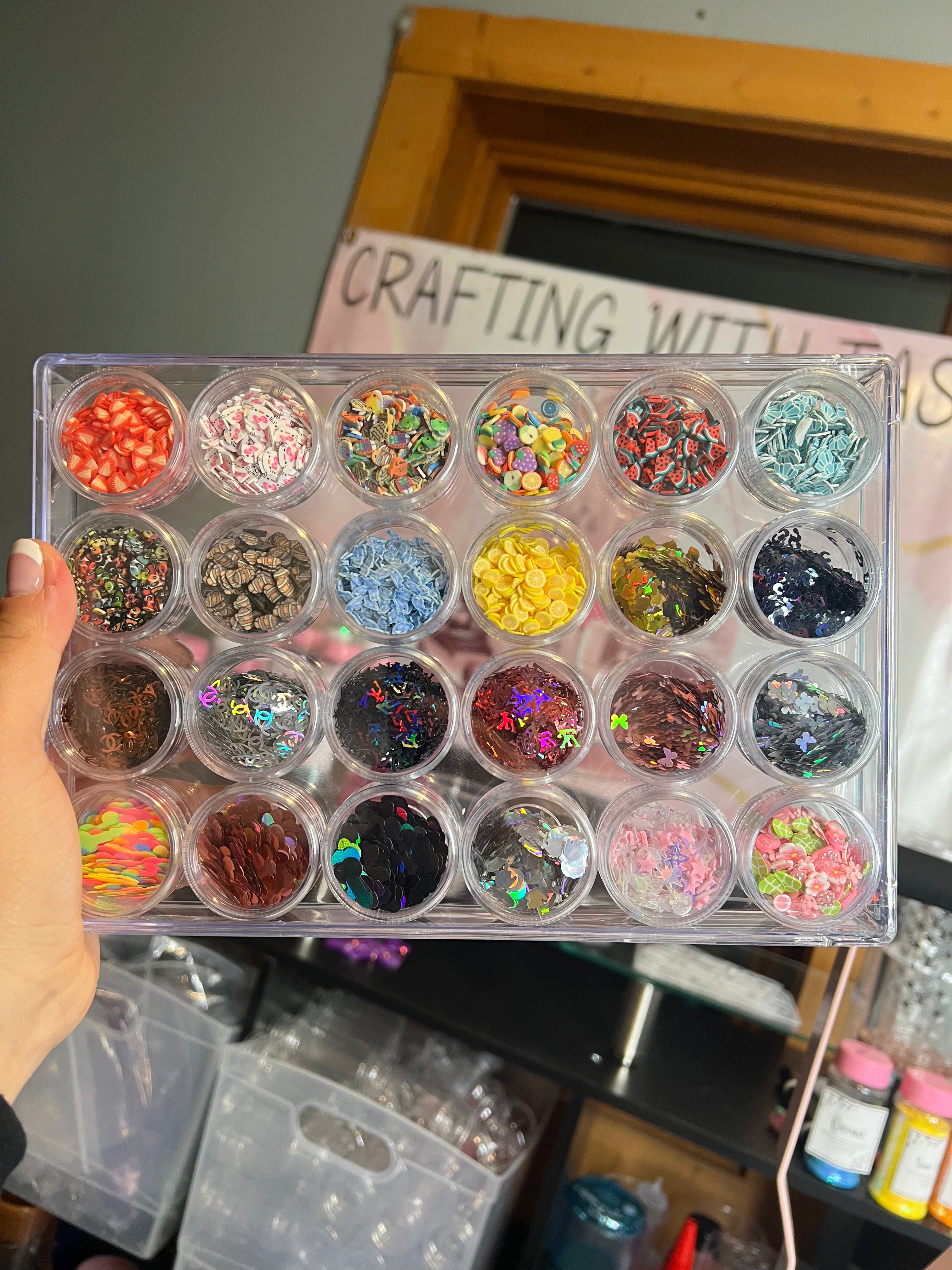 24 Pack Clay Polymer and Shaped Glitter kit