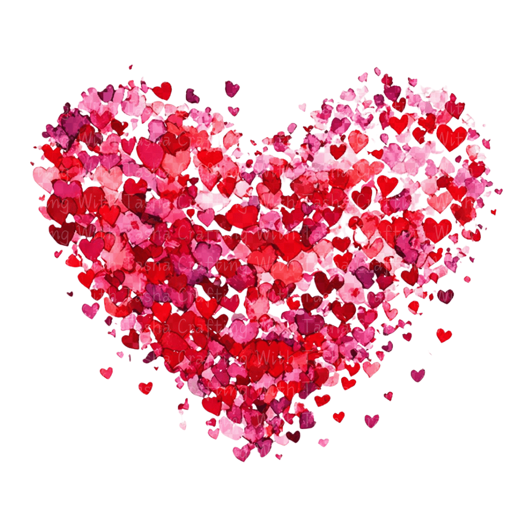 Watercolor Heart Valentine DTF Transfer – Heart Artwork for Shirts & Cups